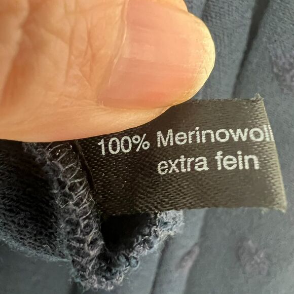 Heide Ost Sweater Women XL Navy Blue Extra Fine Merino Wool Open Front Cardigan - Picture 8 of 9